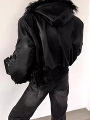 Faux Fur Trim Hooded Jacket