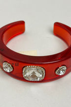 Rhinestone Resin Round Open Bracelet