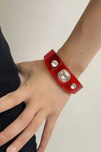 Rhinestone Resin Round Open Bracelet