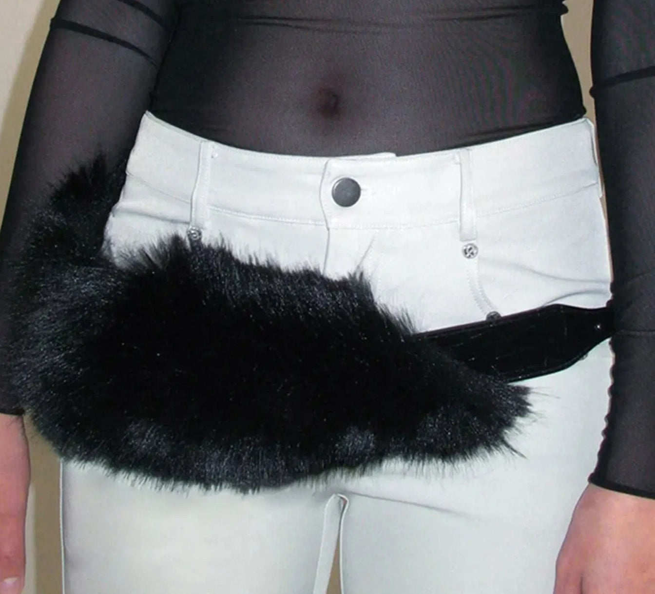 Vintage Gothic Furry PU Leather Y2K Punk Waist Belt Secondary image