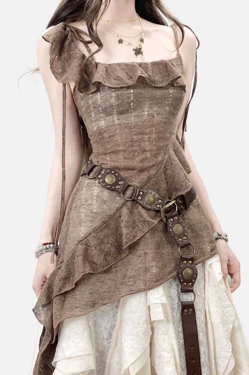 Unique Design Ruffle Asymmetrical Slip Mini Dress Main image