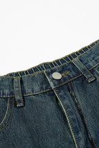 Washed Denim Cropped Pants