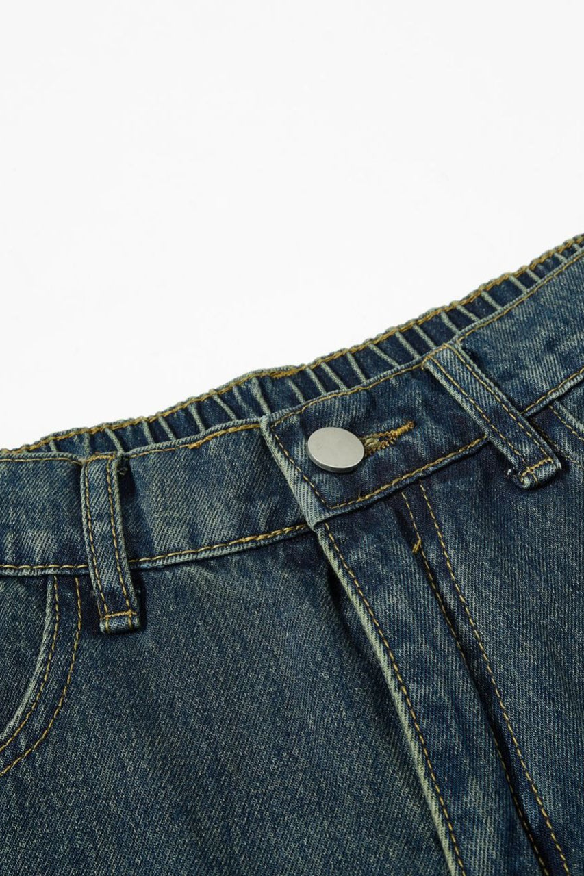 Washed Denim Cropped Pants