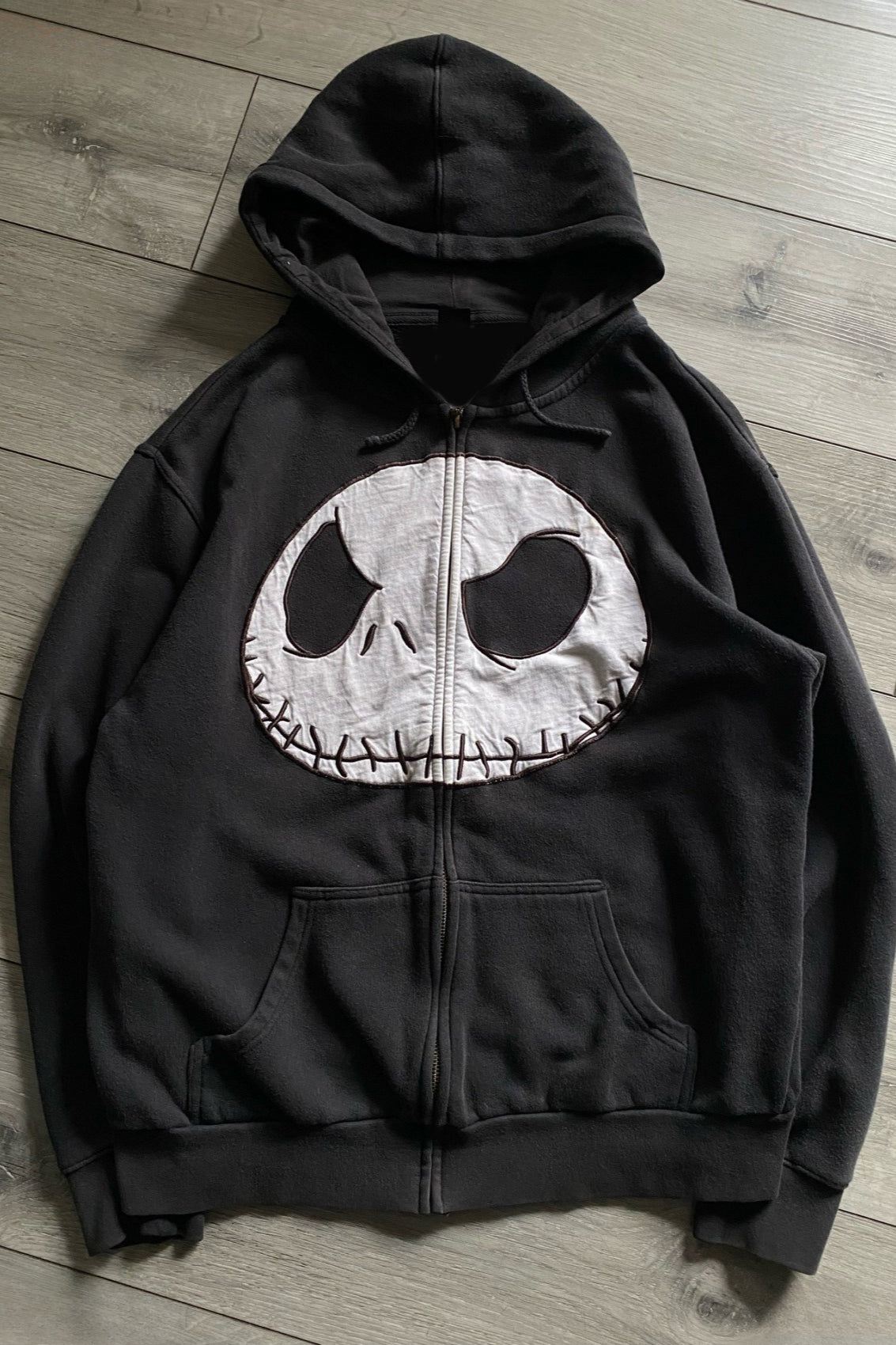 Skull Face Graphic Black Zip Hoodie Main image