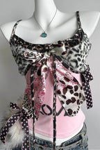 Furry Leopard Lace Patchwork Cami