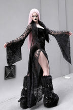 Cross Motif Lace Panel Maxi Dress