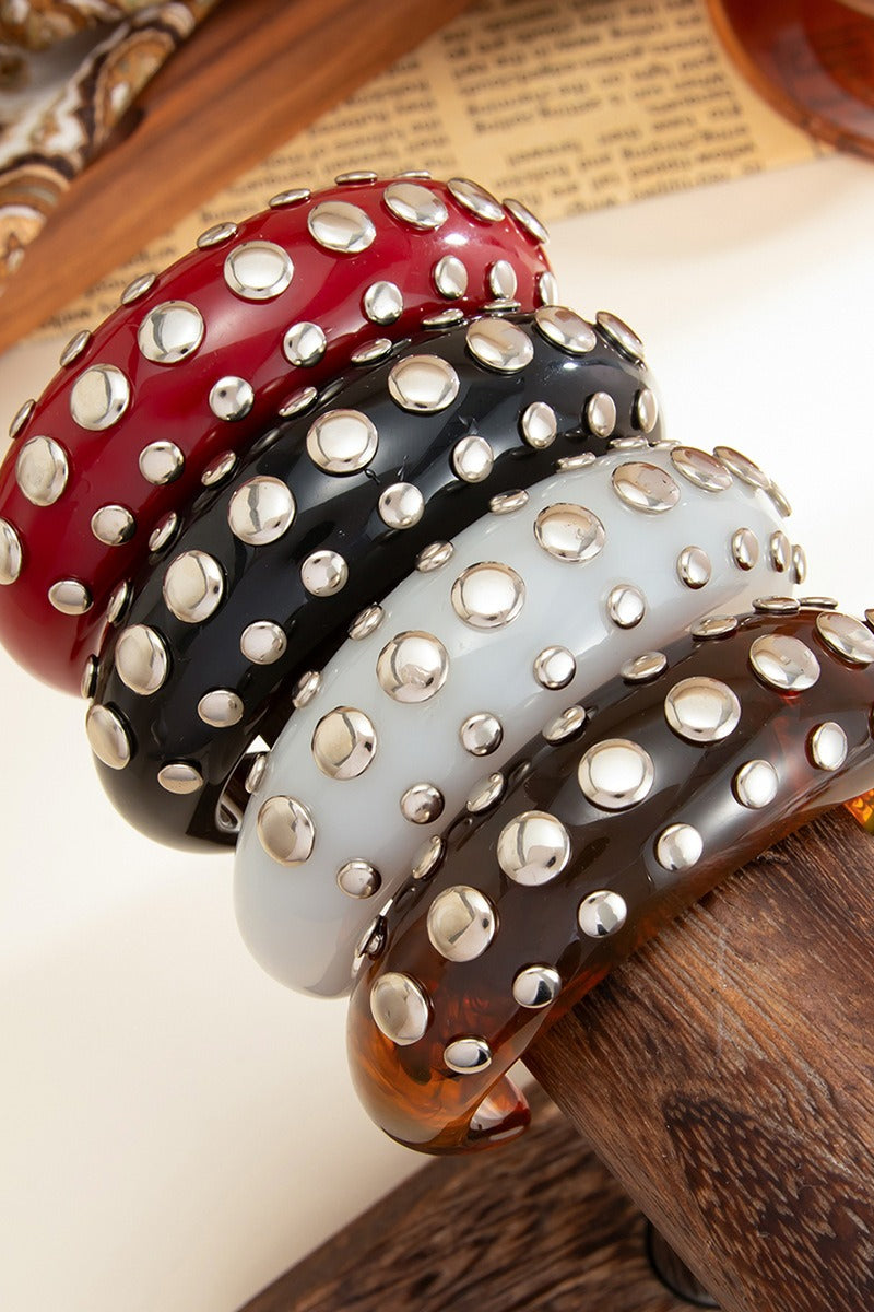 Vintage Tie Dye Studded Resin Open Bracelet