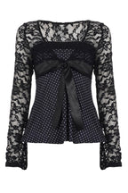 Polka Dot Bow Lace Crop Tops