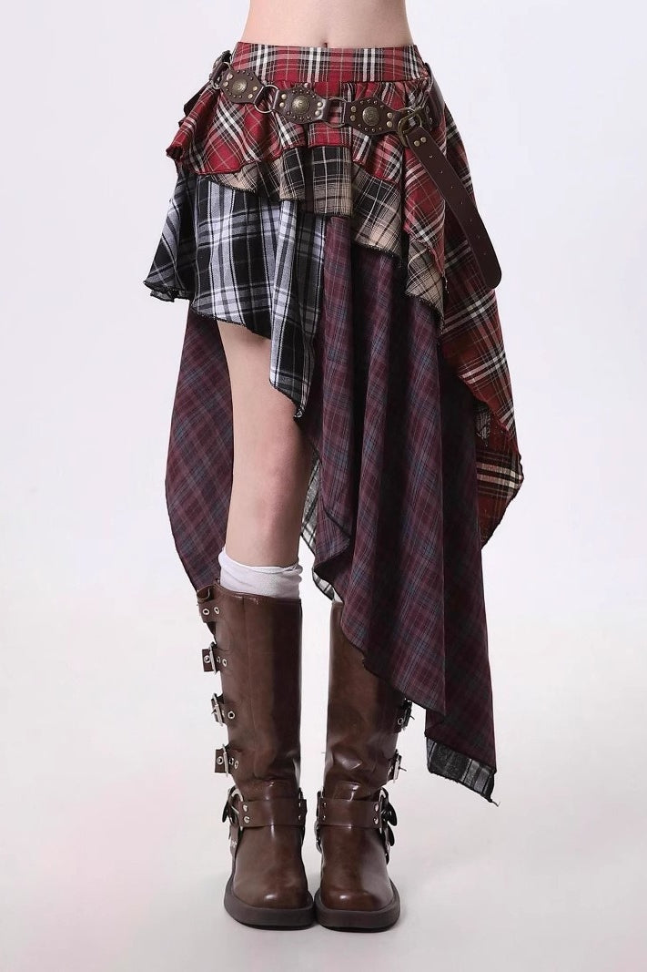 Vintage Punk Irregular Plaid Skirt Secondary image