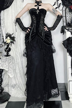Velvet Lace Gothic Midi Skirt