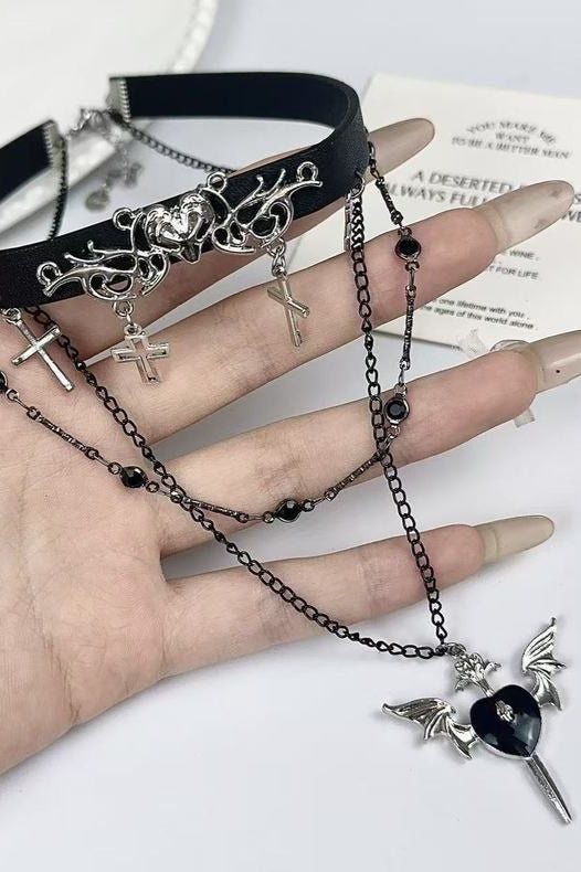 Punk Devil Spade Layer Necklace