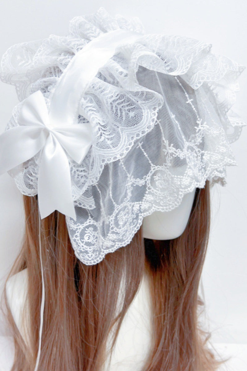 Dark Gothic Lace Bow Veil Subculture Lolita Hat Secondary image