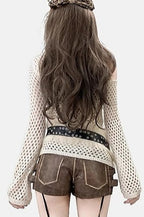 Goth Punk Fuzzy Cross Knit Top