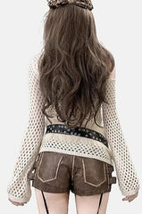 Goth Punk Fuzzy Cross Knit Top