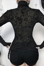 Gothic Flocked Rhinestone T-Shirt