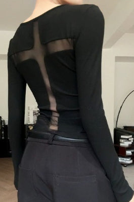 Cross Mesh Cutout Reversible Mesh Top Secondary image