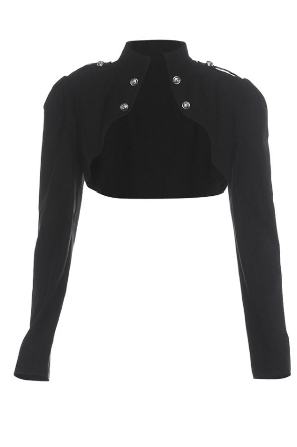 Metal Button Cropped Shorts Sets