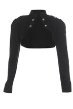 Metal Button Cropped Shorts Sets