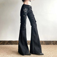 Utility Zipper Black Pants
