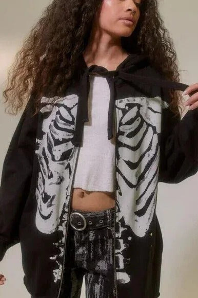 Ribcage Graphic Black Zip Hoodie Secondary image