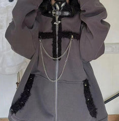 Korean Style Hooded Long Coat
