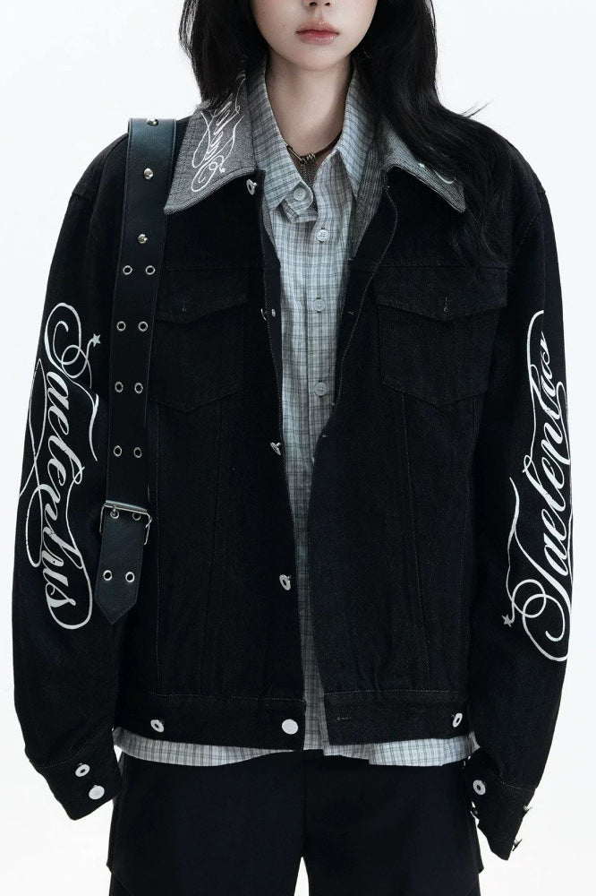 Embroidered Contrast Collar Jackets