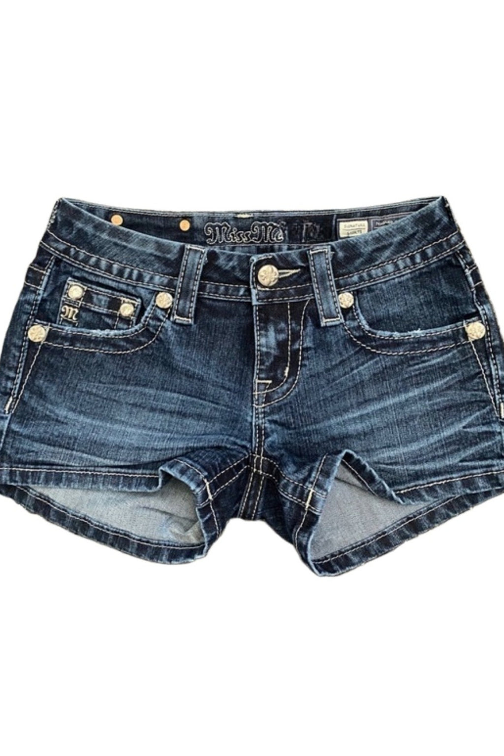 Cross Pocket Washed Denim Shorts