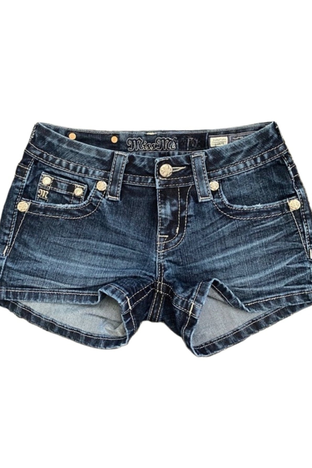 Cross Pocket Washed Denim Shorts