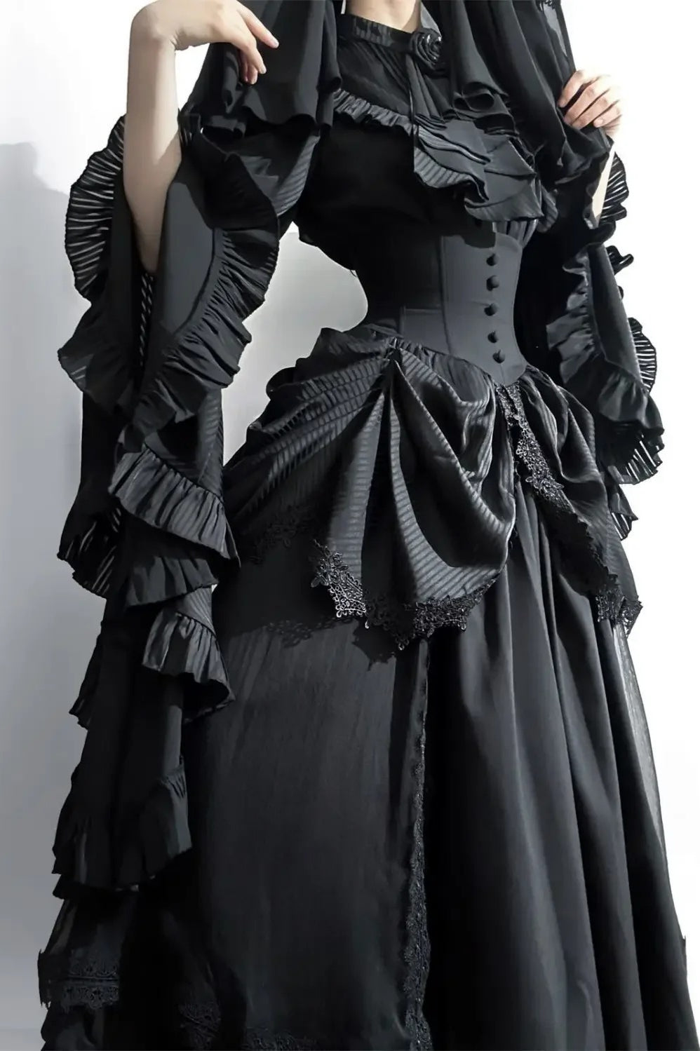 Gothic Light Lolita Long Flying Sleeve Vintage Blouse & Skirt Two Piece Set Secondary image