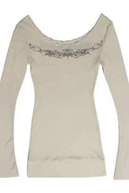 Y2K Gothic Print Knit Top