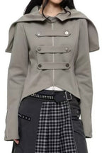 Cape Collar Cropped Zip Jackets