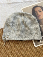 Harajuku Hole Design Iron Ring Skull Knitted Beanie Hat