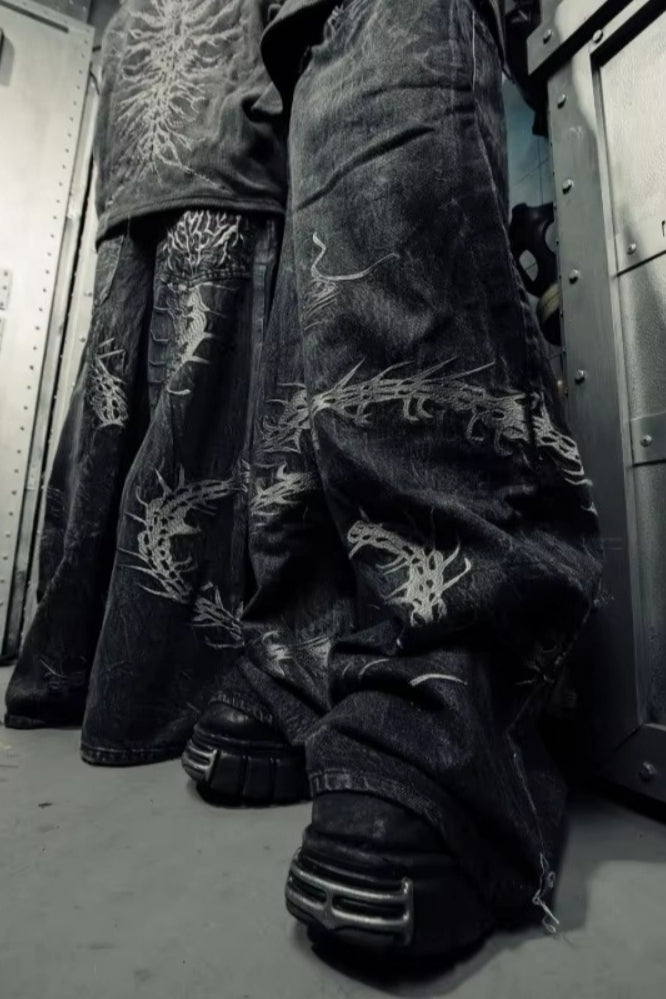 Harajuku Gothic Centipede Embroidery Pants Main image