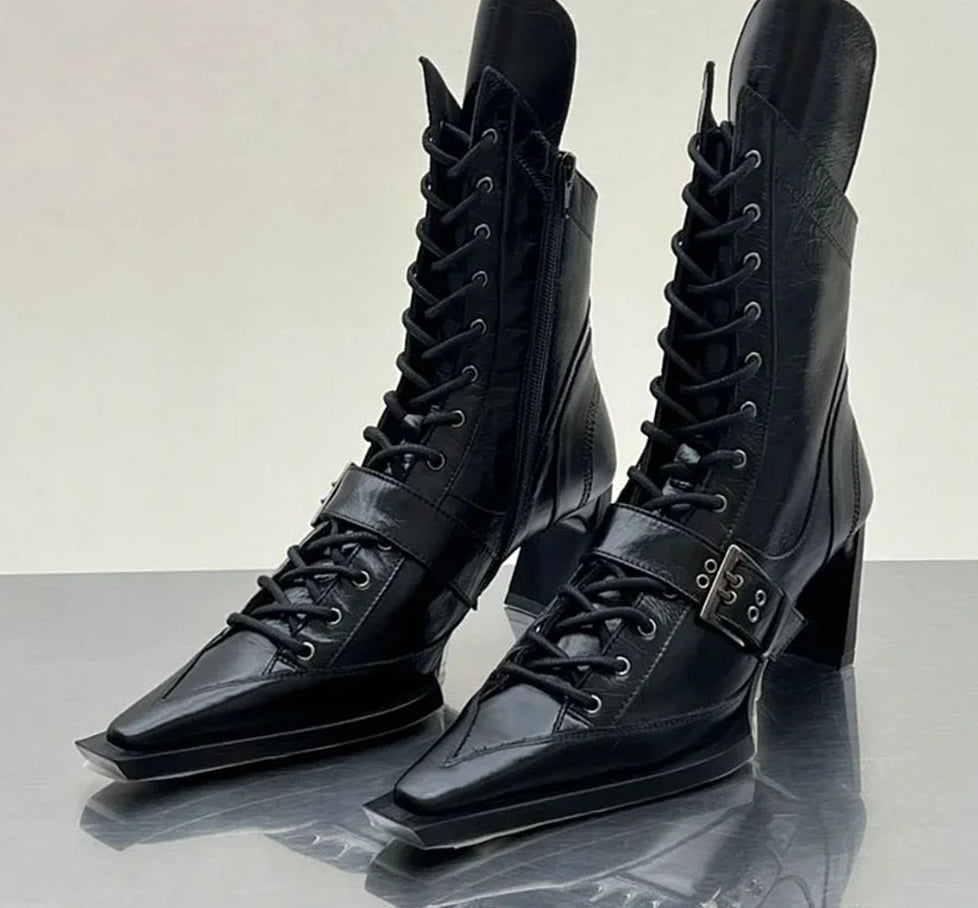 Retro Motorcycle Chunky Heel Punk Gothic Boot Secondary image