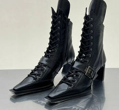 Retro Motorcycle Chunky Heel Punk Gothic Boot