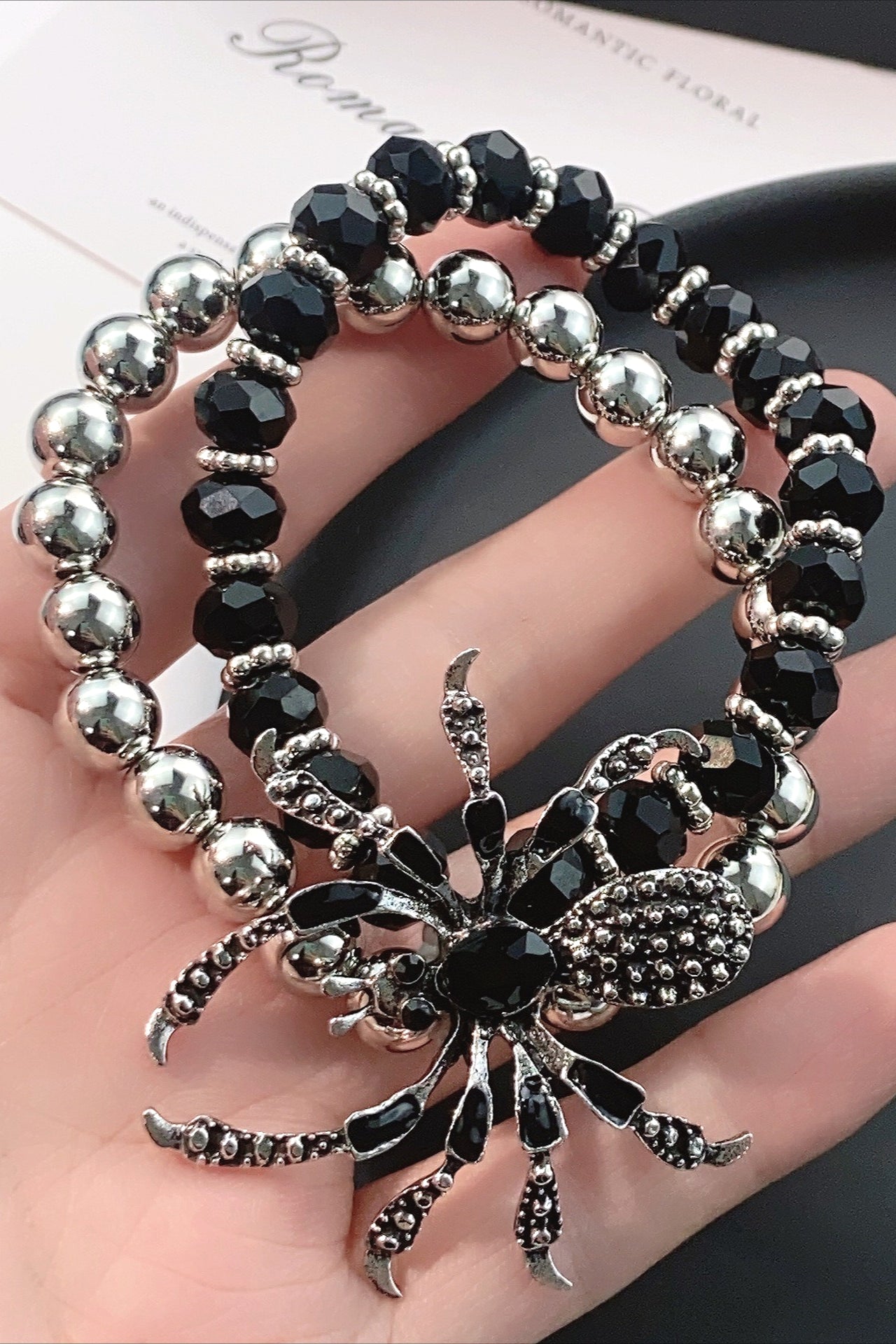 Dark Spider Double Layer Rhinestone Bracelet