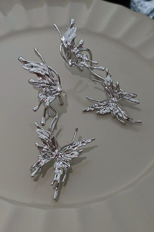 Sculpted Butterfly Ear Climber Earrings