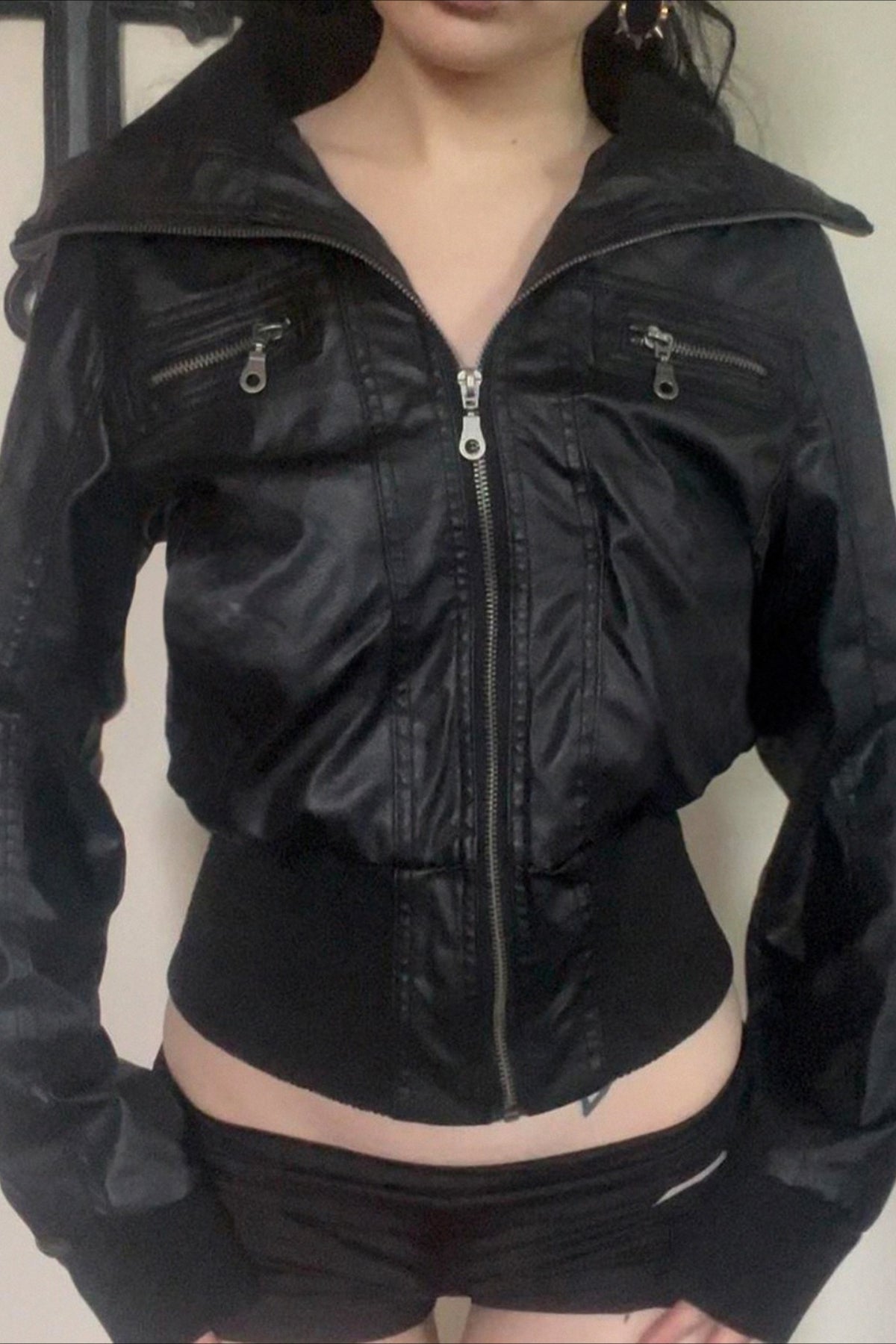 Multi Zip Cropped Faux Leather Jacket Secondary image