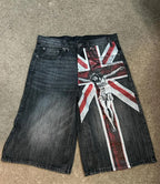 Street Cross Distressed Denim Shorts