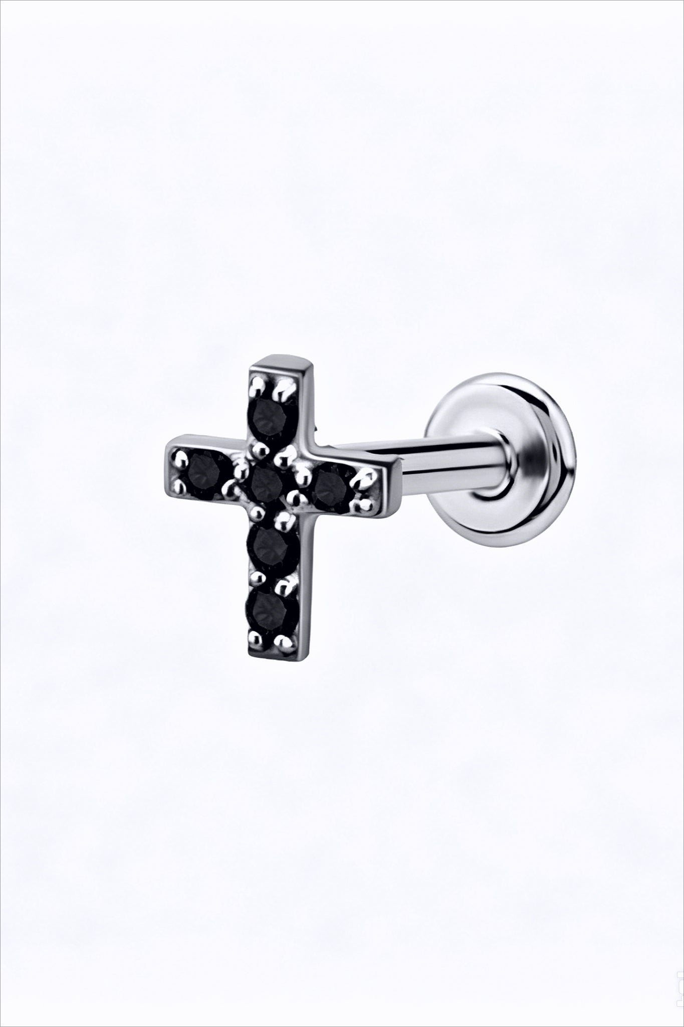Metal Cross Zircon Lip Stud Secondary image