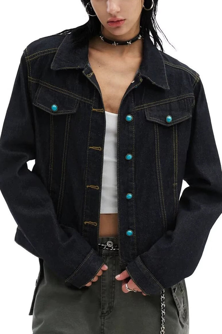 Contrast Stitch Pocket Denim Jackets
