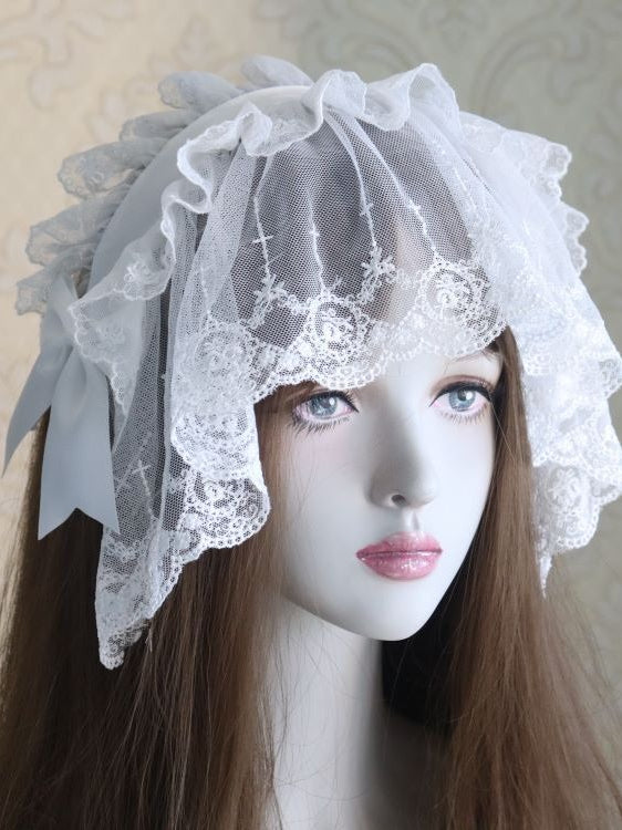 Dark Gothic Lace Bow Veil Subculture Lolita Hat Main image
