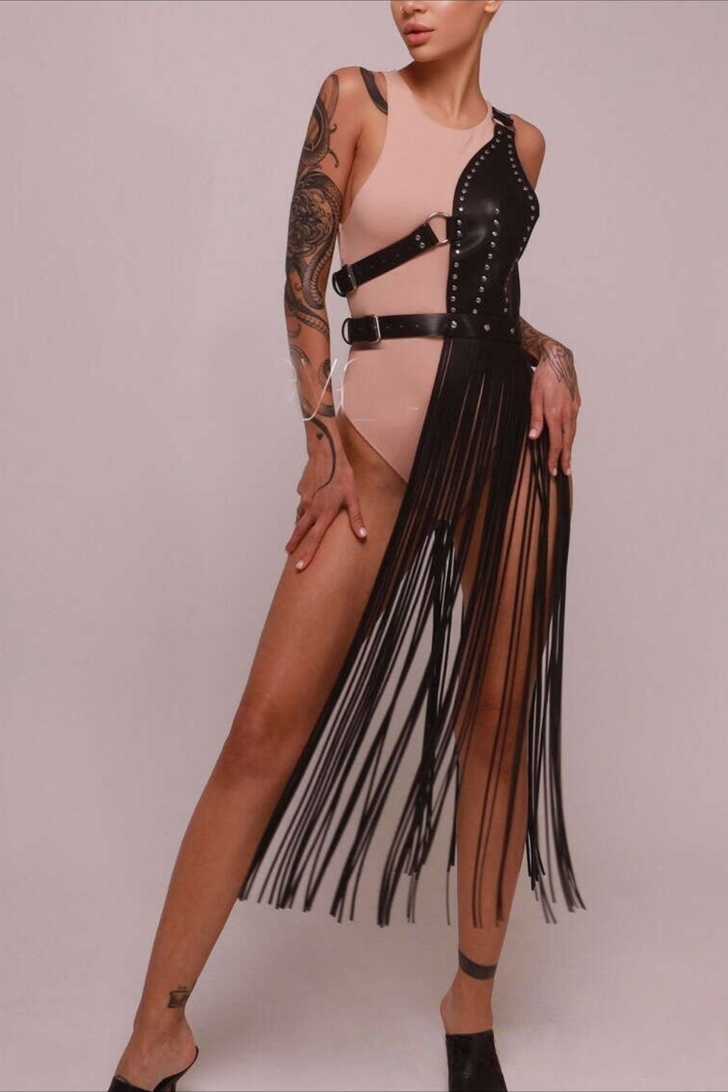 Y2K Elastic Tassel Studded Belt