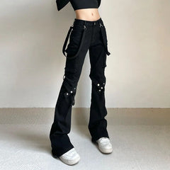 Black Tactical Belt Trousers Pants