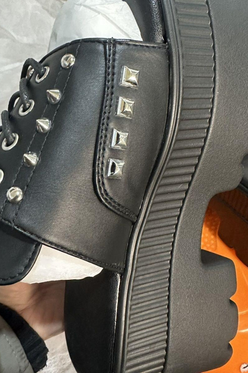 Lace-Up Chain Platform Slide Sandals
