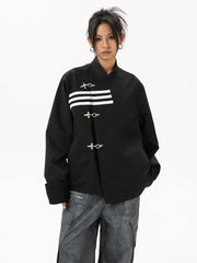 Relaxed Fit Mandarin Collar Jacket