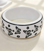 Black White Butterfly Heart Pattern Bracelet
