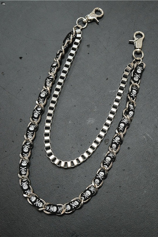 Skull Pendant Fabric Patchwork Waist Chain
