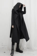 Gothic Punk Hooded Lace-up Trench Coat