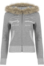 Fluffy Trim Letter Graphic Hoodies